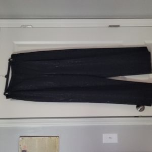 Black on black pinstripe wide leg dress pants w/belt loops. Like brand-new!